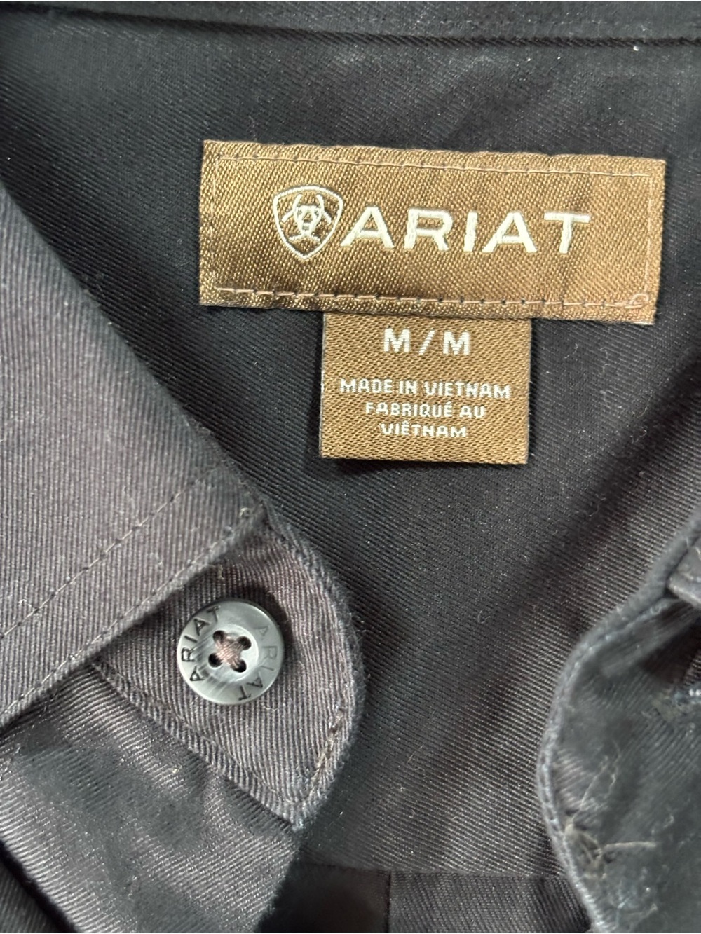 Ariat Black Button-Down Long Sleeve Shirt with Branding M - Picture 3 of 12